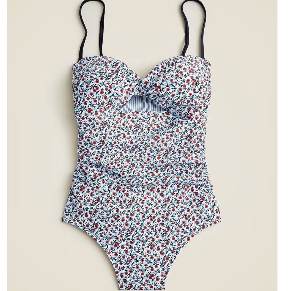 NWT J Crew Gemma Ruched Bandeau Cutout one-piece Size 24